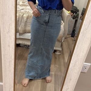 Women's Blue Denim Maxi Skirt